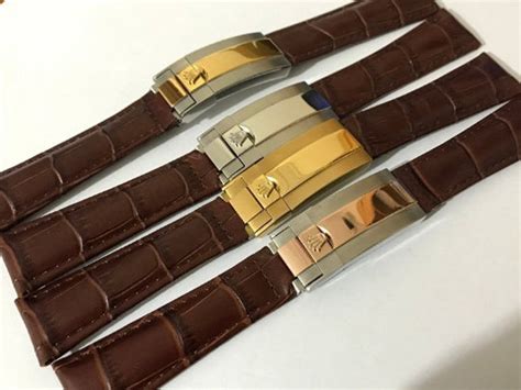 rolex brown leather strap watch|genuine rolex leather straps.